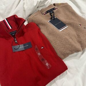 Lot of 2 Mens NWT Tommy Hilfiger quarter zip and wool sweater both XS